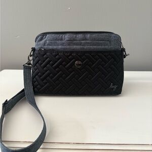 Gray and black Lug cross body bag